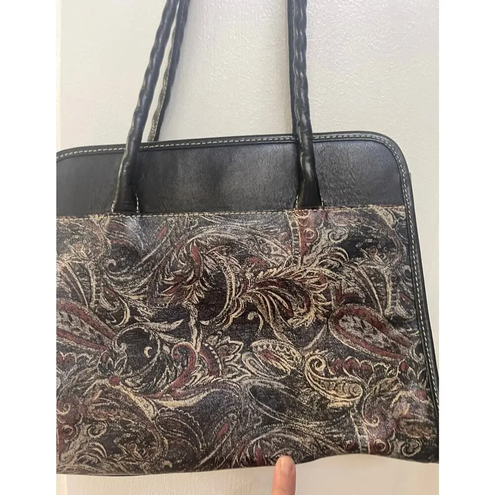 Patricia Nash Paris black shoulder bag w/ paisley design